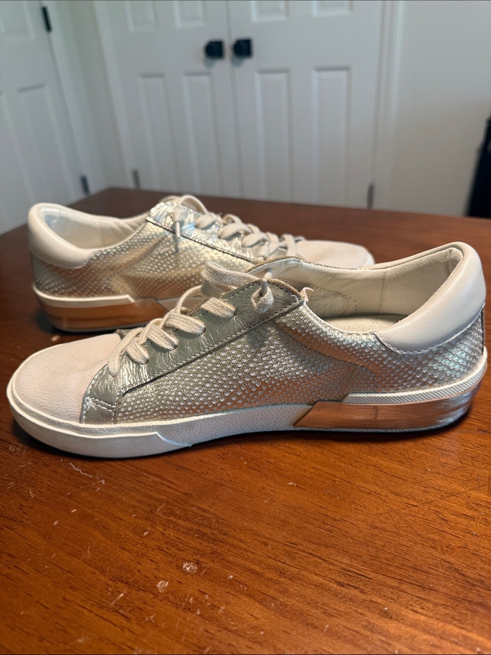 Dolce Vita Metallic Silver Low-Top Sneakers